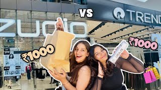 Zudio vs Trends shopping challenge ✨🛍️ Budget ₹1000each 💰Let’s see who wins 🏆|| Sister Challenge