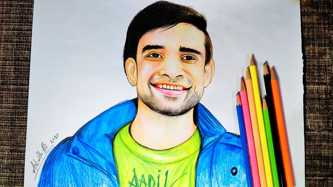 How to draw Smiling Face Sketch with Coloured Pencil - YouTube