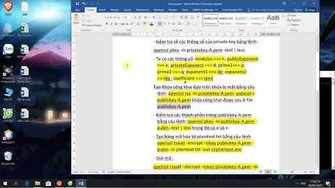 Demo Mã RSA Sử Dụng Công Cụ Openssl