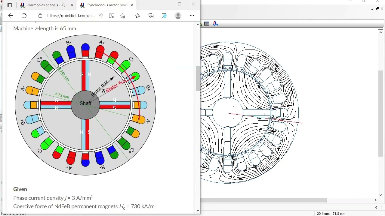 Synchronous motor load angle simulation with QuickField FEA software