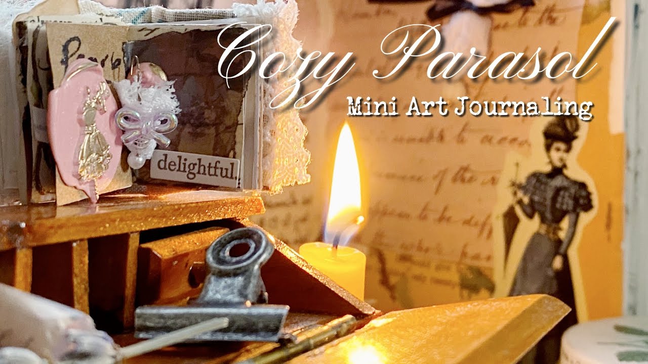 Cozy Victorian Parasol Art Journal ASMR 🌂 Decorating a Miniature Diary | No Talking | Relaxing