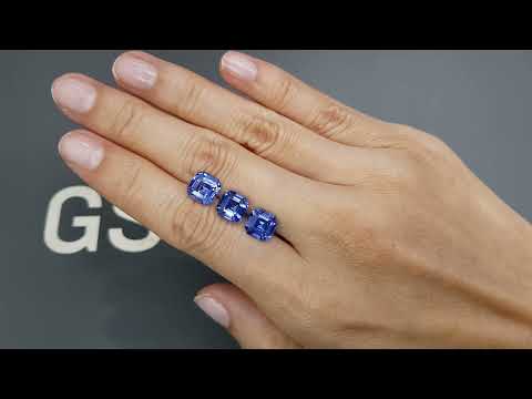 Set of Cornflower blue sapphires in oval cut 9.11 carats, Sri Lanka Video  № 1