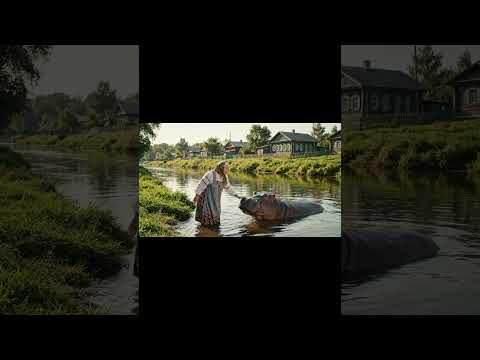 Бабушка, Бегемот Булька купается. #бабушка #бабка #бегемот #булька #барабулька #нейросеть #veo3