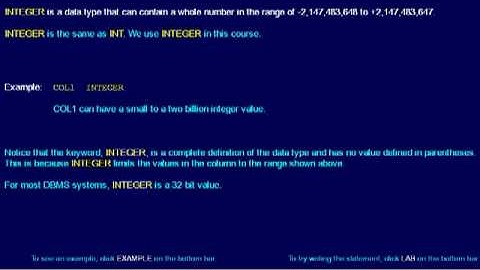 SQL 041 Data Types, Exact Numeric, INT or INTEGER