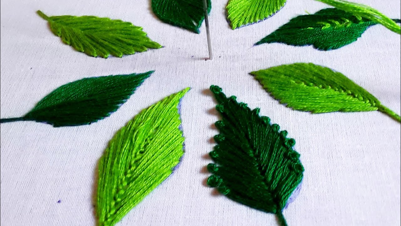 (Class - 1) 8 Easy Leaf Stitch Embroidery by hand - YouTube