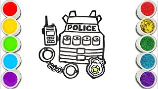 Policeman&#39;s gear Drawing, Painting and Coloring for Kids, Toddlers  Easy Drawing