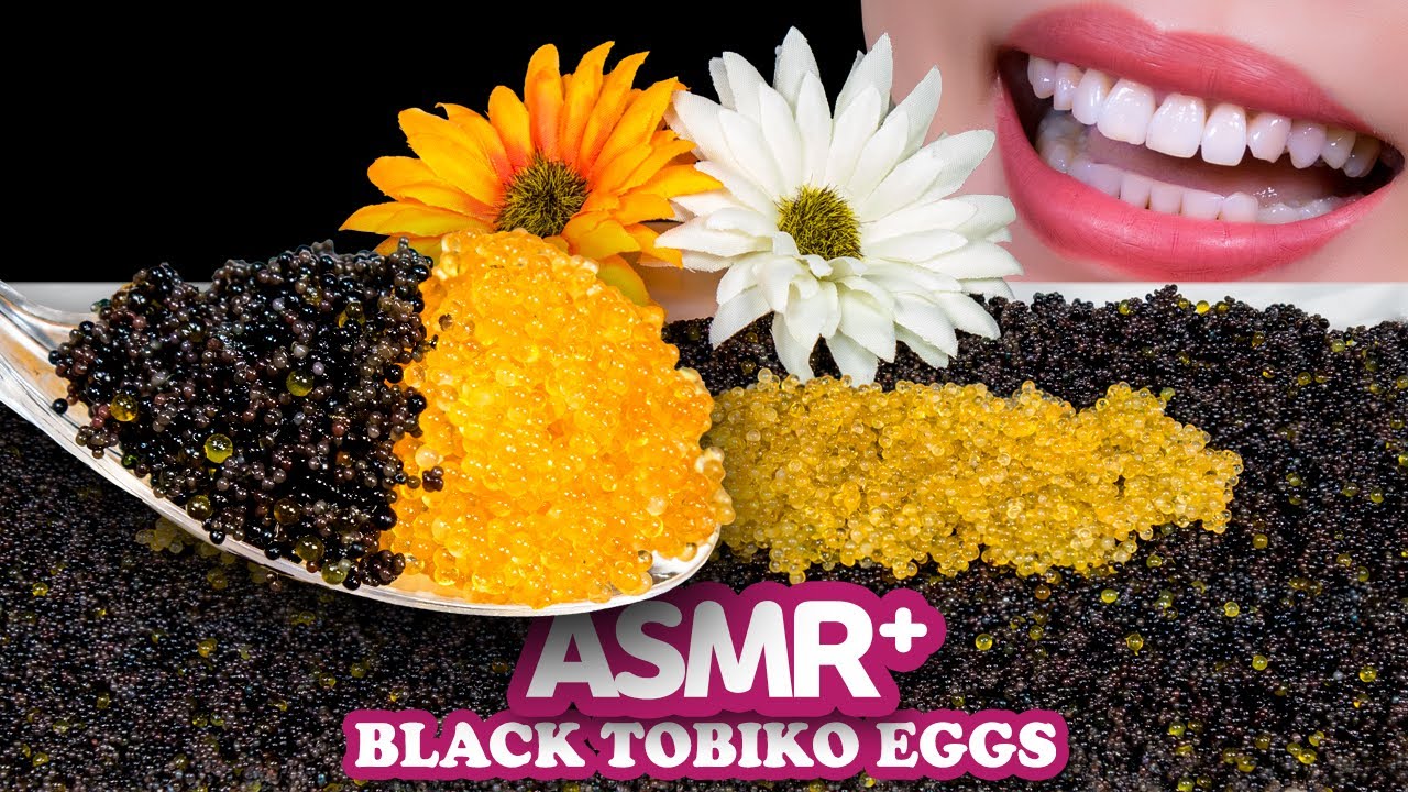 ASMR 날치알 블랙&골드 리얼 사운드 알이 톡톡 오도독 먹방[EXTREME CRUNCH EATING SOUNDS] MUKBANG