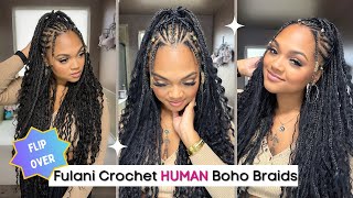 Fulani Crochet Human Hair Boho Braids 2024 🔥| Versatile Illusion Braids Ft. Eayon Hair