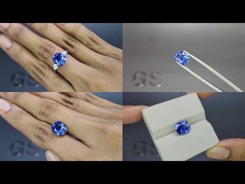 Unheated Cornflower Blue sapphire cushion cut 5.02 carats, Sri Lanka Video  № 1