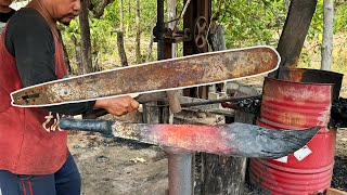 How do blacksmiths in a small budget workshop in the rural area make a huge sword?