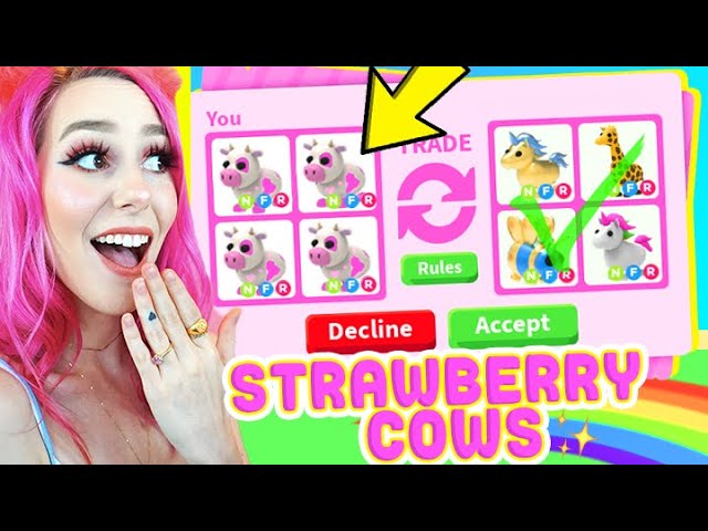 Trading Only New Strawberry Cows In Adopt Me Roblox Adopt Me Pet Trading Youtube - roblox adopt me videos￼