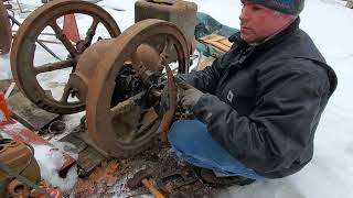 Gib key removal on a 1919 IHC type M engine.