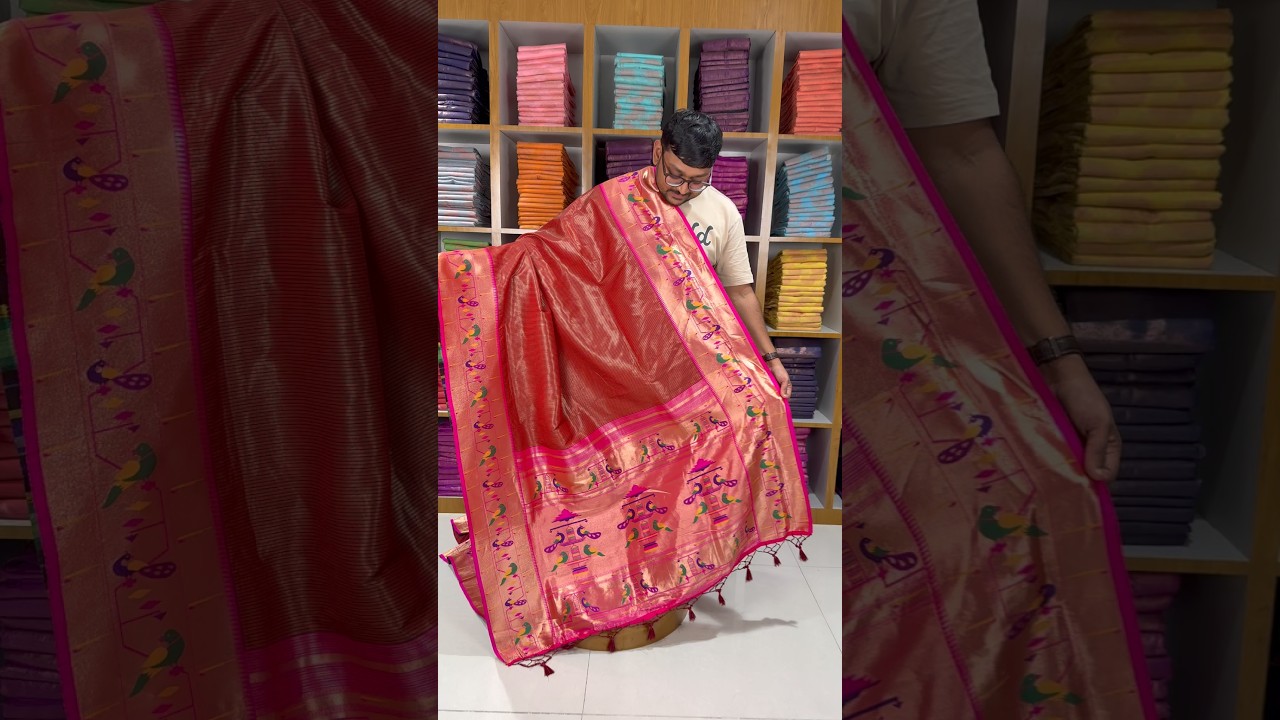 Banarsai Peacock & Parrot Weaving Paithani Saree