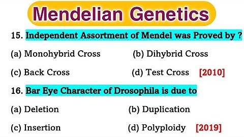 Mendelian Genetics || Genetics mcq || Genetics mcqs || Part 1