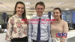 Meet Nicky McMinn - BDO Summer Placement Student