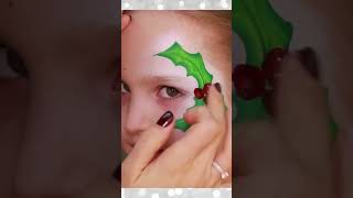 Quick Christmas Holly face painting tutorial #facepainting #shorts