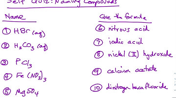 Naming compounds self quiz