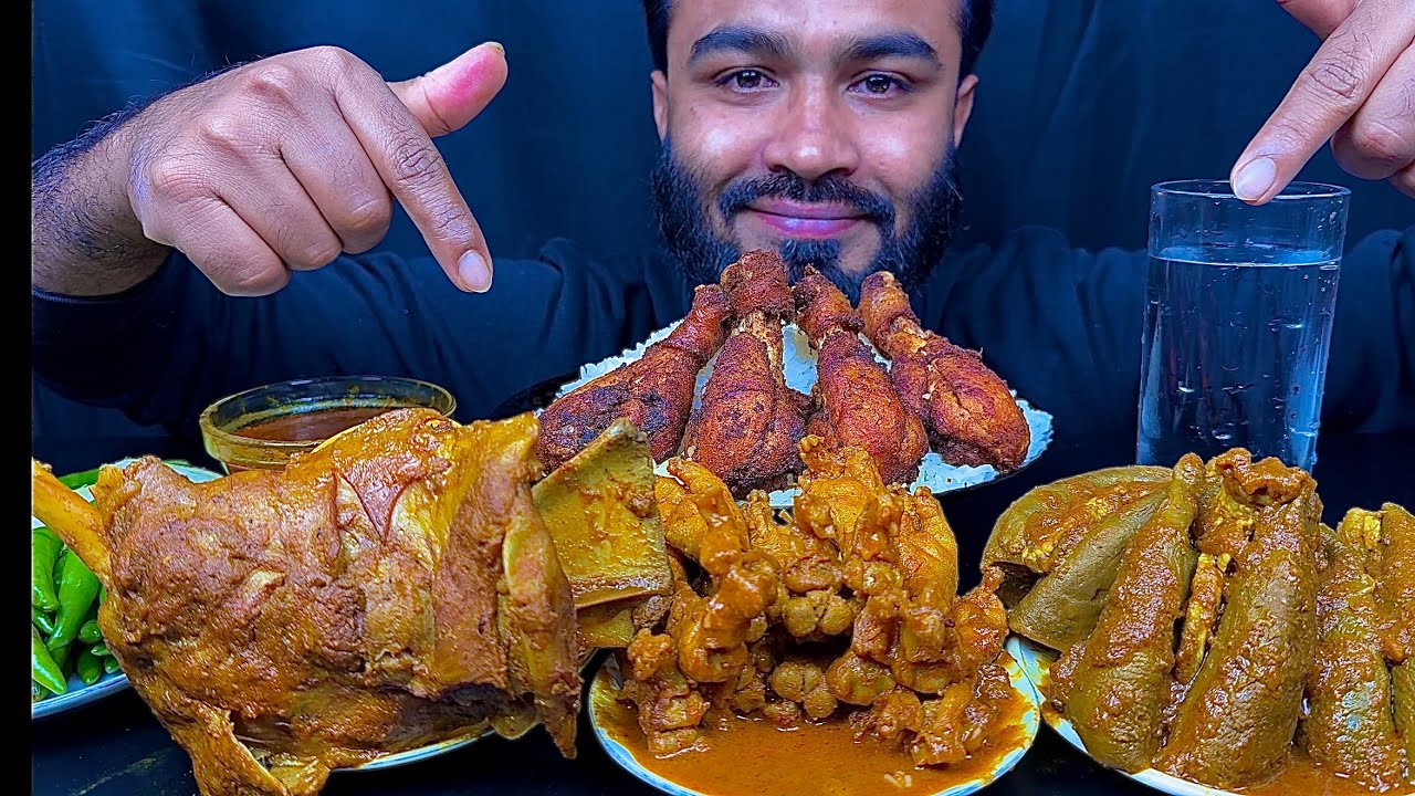 Asmr Eating Spicy Mutton Rogan Josh Mutton Lungs Chicken Fry Chicken Liver Green Chili Cold Drinks 