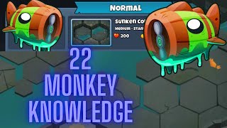 BTD6 Bloonarius Normal Tutorial - 22 Monkey Knowledge - David VS Goliath - Sunken Collums