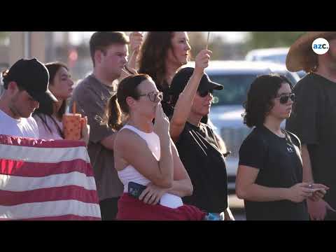 JD Vance, Erika Kirk arrive with Charlie Kirk casket in Phoenix, Arizona to supporters post-shooting