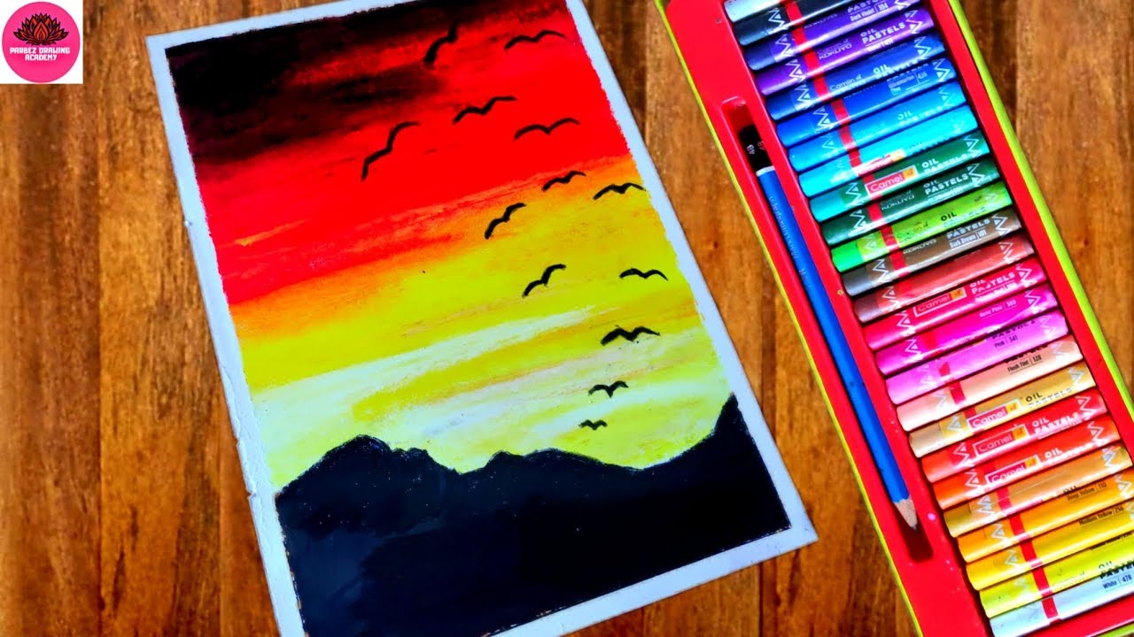 3 Type of Easy Drawings using Wax Crayon Oil Pastel & Soft Pastel for  Beginners 