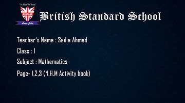 Class : 1              Subject : Mathematics           Page : 1,2,3 (N.H.M Activity book)