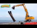 Diggers for kids  excavators  trucks in the water  diggers tv