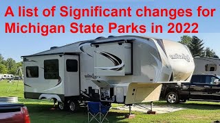Michigan State Park Campground List of Changes - 2022