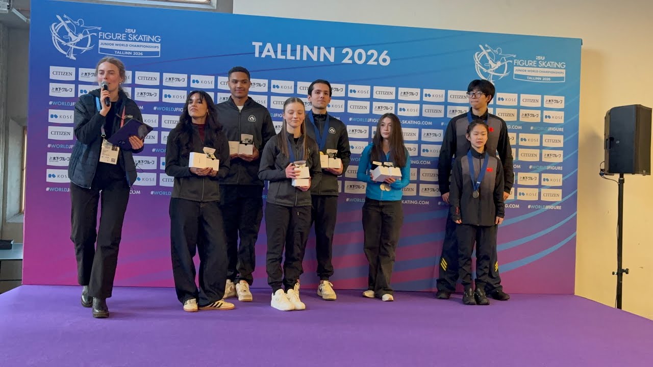 2026 Junior Worlds pairs free program small medal ceremony Tallinn, EST 06/03/2026