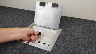 2 Power 10 Data Stainless Steel Square Edge Flush Floor Outlet Box video