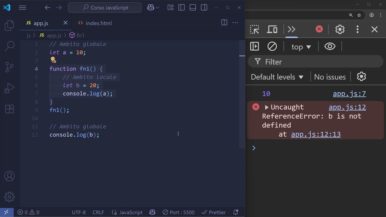 Maestro JavaScript: Block scope.