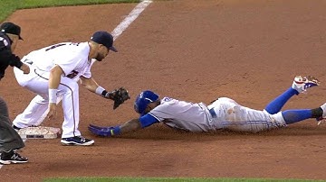 TOR@MIN: Dozier makes a smart throw to nab Reyes