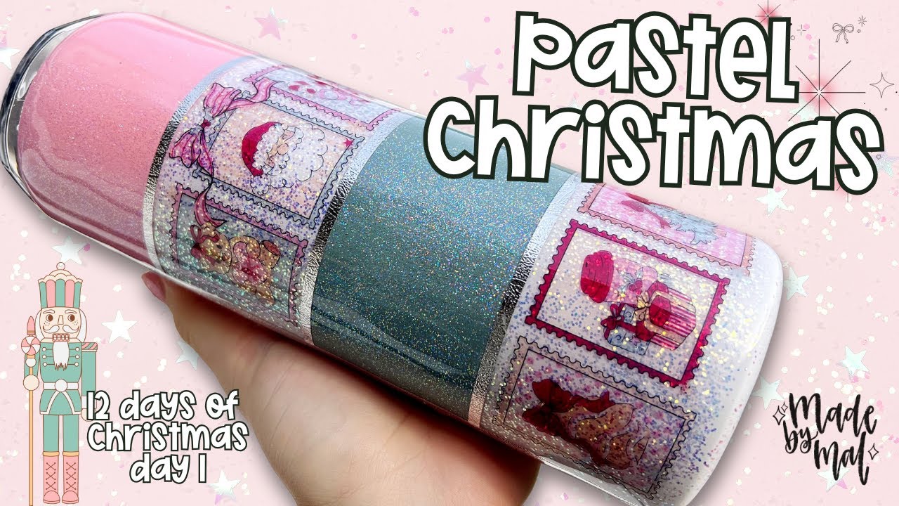 Pastel Christmas Striped Tumbler Tutorial | 12 Days of Christmas Day 1