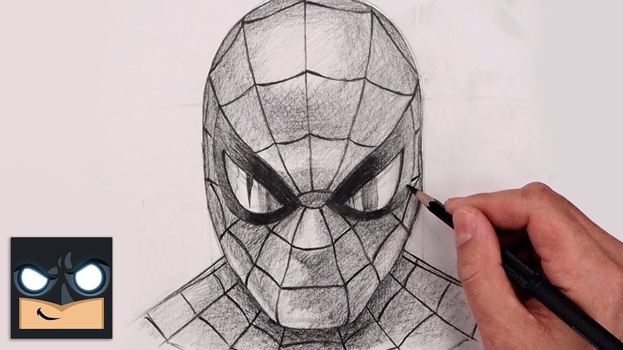 Spider Man Face Drawing, HD Png Download - vhv