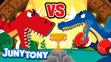 🦖Tyranosaurus Lawan Spinosaurus🦕 | Tyranosaurus vs. Spinosaurus | Lagu Dinosaurus | JunyTony