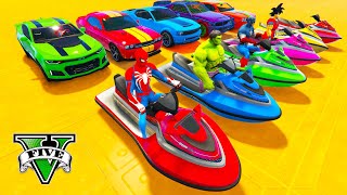 Spiderman Cars Racing Challenge Mega Multi Rampa ! Superhero Hulk Goku Epic New Stunt Race - Gta 5