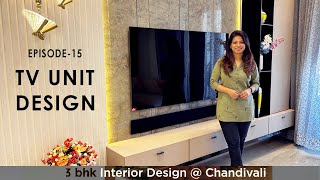 Living Room TV Unit Design | Marble TV Unit Design | Stone Tile  TV Unit Interior Design | Ep-15