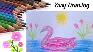 How To Draw Duck Step by Step | Duck Scenery Drawing | Easy Duck Drawing For Beginners
