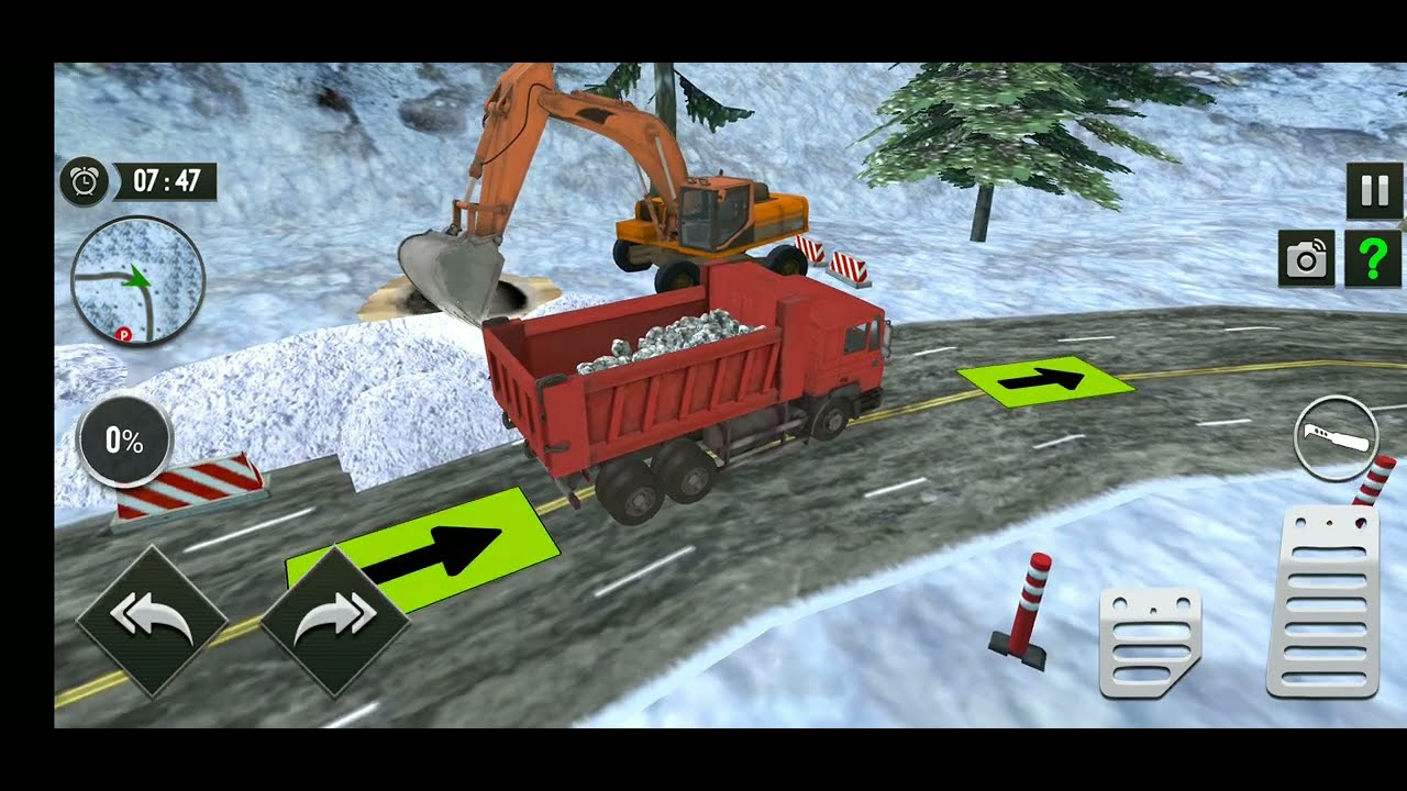 Snow Construction Offroad Drive Excavator & Dram Truck Gameplay
