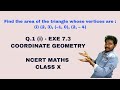 Q. 1 (i) - EXE 7.3 || Find area of the triangle whose vertices are (2, 3), (–1, 0), (2, – 4) #ncert