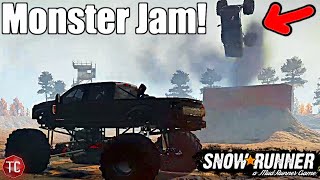 SnowRunner: Can We Land MONSTER JAM STUNTS!? Giant Ford F450 vs MONSTERMAX!