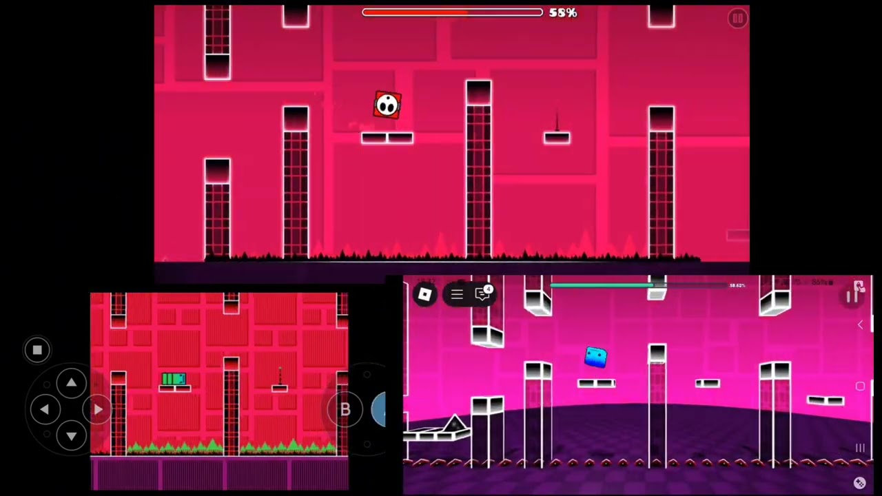 Jumper on Geometry Dash vs. Famidash vs. Poly Dash 