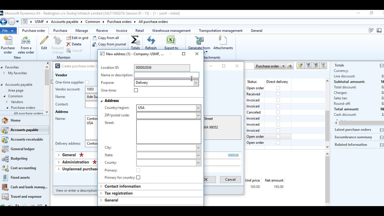 Ax 2012 online training - Overview of Purchase order Types and Order creation - part 1