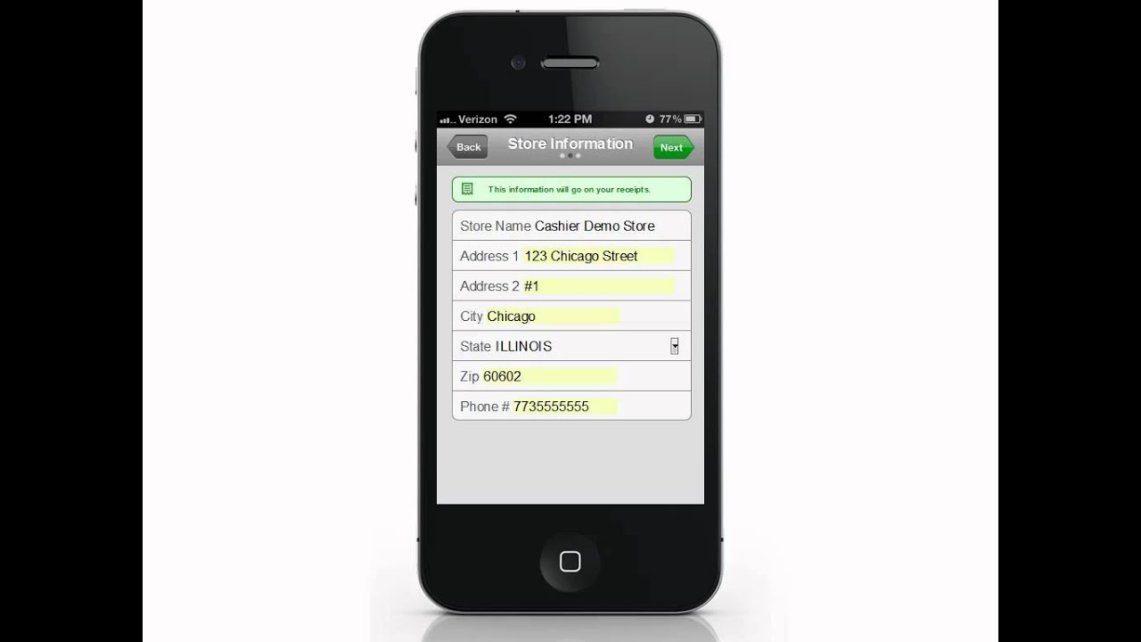 Cashier App - Creating an Account