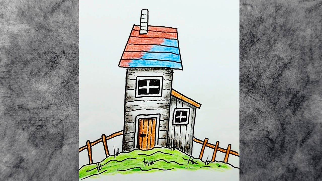 How to Draw a Simple House with Colored Pencils and Ink Tutorial for ...