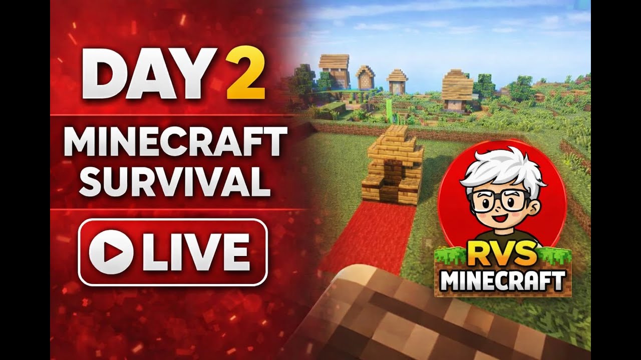 Day 2 🔴 Minecraft Survival LIVE | New Server Progress | RVS MINECRAFT