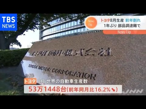 トヨタ、８月の世界生産 １年ぶり前年割れ コロナで部品調達困難に