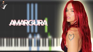 KAROL G - Amargura | Instrumental Piano Tutorial / Partitura / Karaoke / MIDI