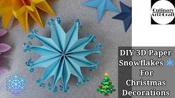 DIY Easy 3D Paper Snowflakes For Christmas Decorations | Easy Paper Cutting Craft For Kids