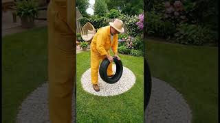 Old Tires Transformed Into a Beautiful Flower Garden With LED Lights — Amazing Backyard DIY!
